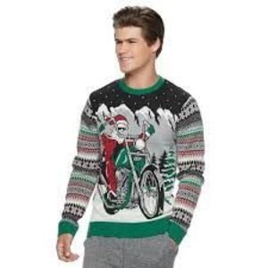 Ugly Christmas Sweater Men's XL Biker Santa Low Rider Motorcycle Funny Party